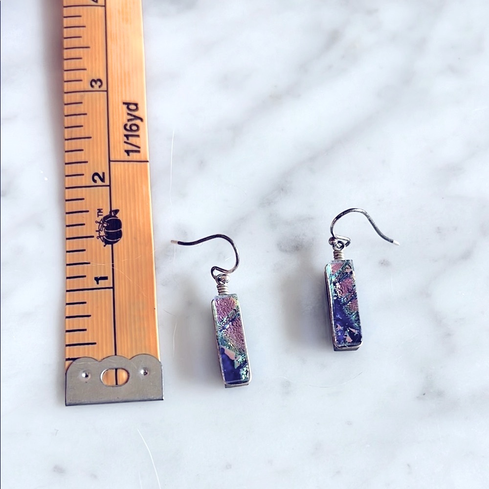 Hand Blown Glass Multicolor Dangle Earrings - Picture 2 of 4